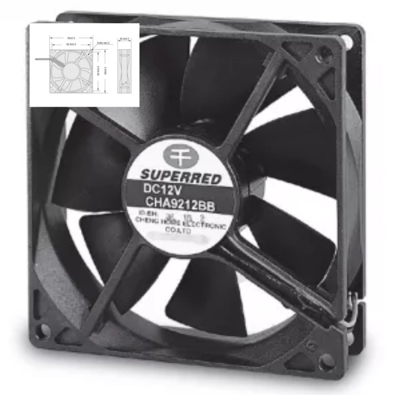 वॉल कूलर/कीटाणुनाशक कैबिनेट के लिए 92X92X25mm DC 12V कूलिंग फैन